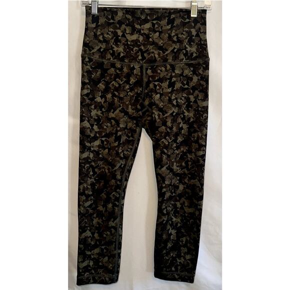 Lululemon Women's Size 6 Wunder Under HR Flux Olive Black Camouflage Leggings - Picture 1 of 9